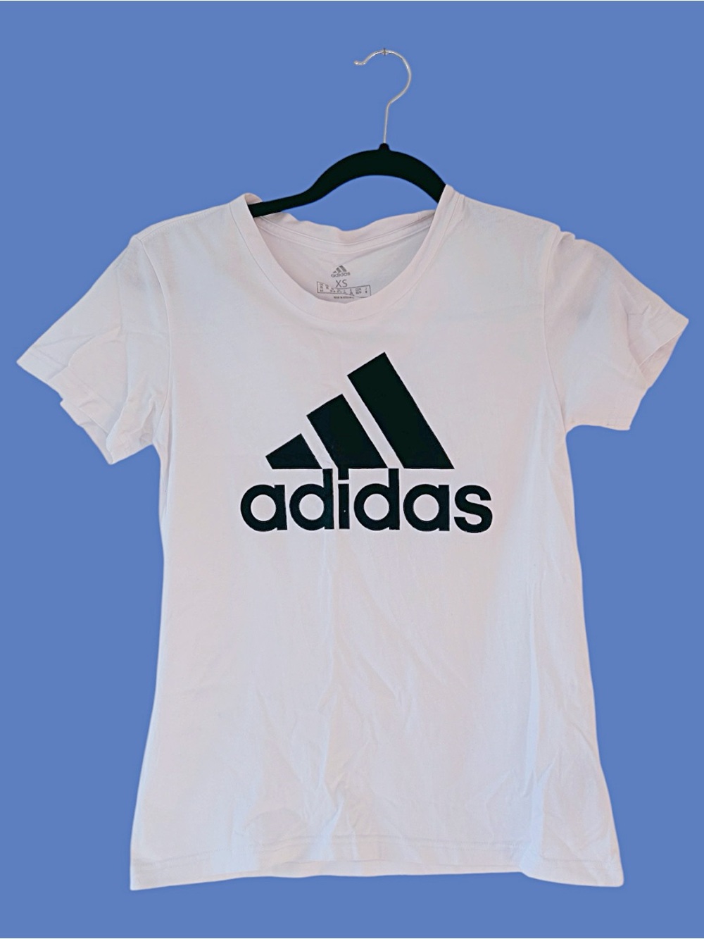 ADIDAS Classic White Short Sleeve Tee with Black Logo size XS